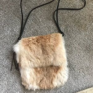 EXPRESS Genuine Rabbit Fur Crossbody, EUC